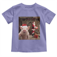 Funny Christmas Pig Selfie With Santa Gift Toddler T Shirt - Wonder Print Shop