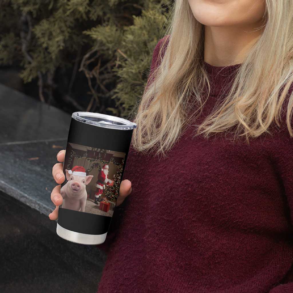 Funny Christmas Pig Selfie With Santa Gift Tumbler Cup - Wonder Print Shop