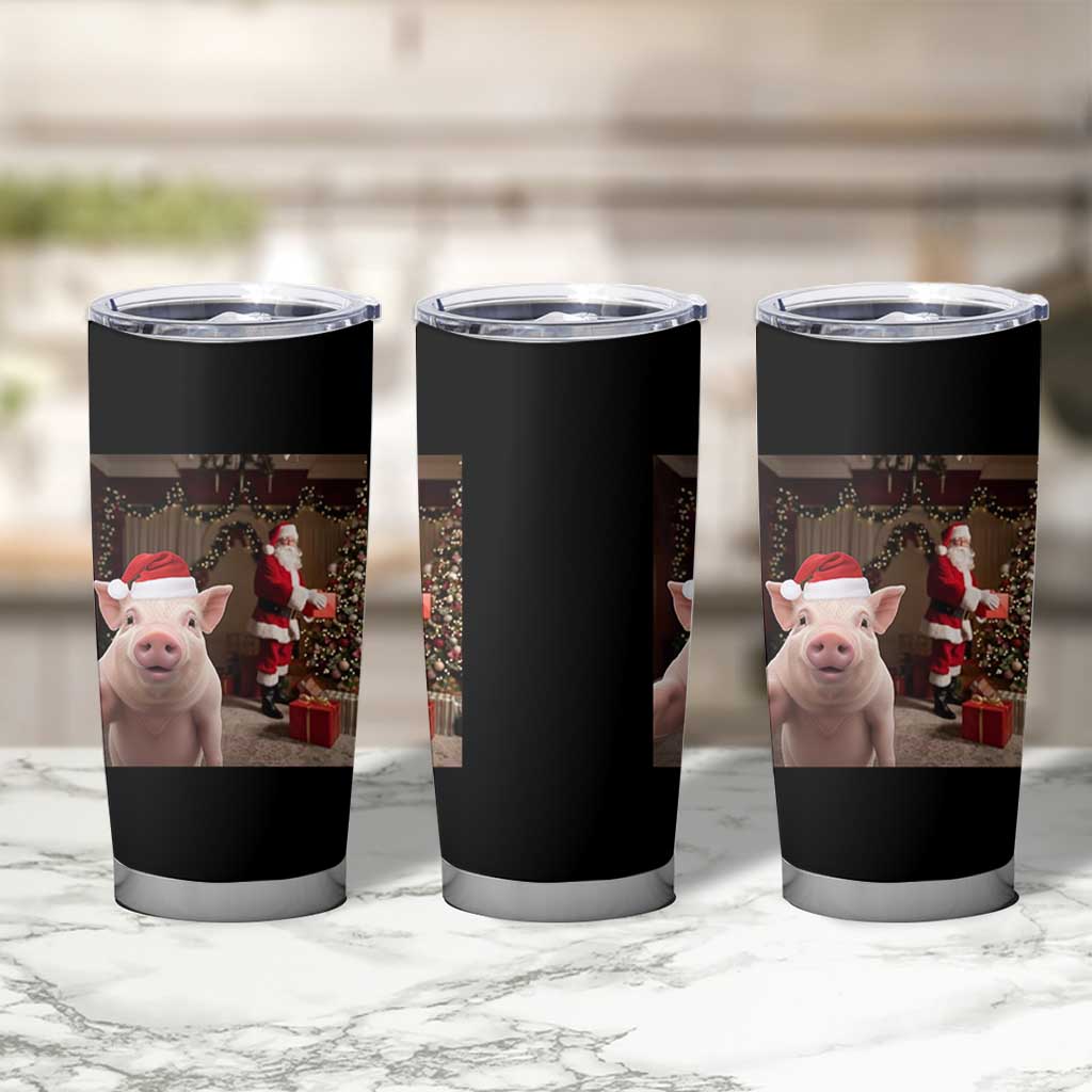 Funny Christmas Pig Selfie With Santa Gift Tumbler Cup - Wonder Print Shop