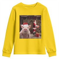 Funny Christmas Pig Selfie With Santa Gift Youth Sweatshirt - Wonder Print Shop