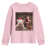 Funny Christmas Pig Selfie With Santa Gift Youth Sweatshirt - Wonder Print Shop