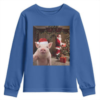 Funny Christmas Pig Selfie With Santa Gift Youth Sweatshirt - Wonder Print Shop