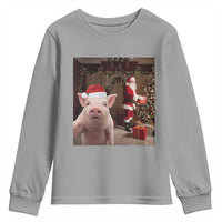 Funny Christmas Pig Selfie With Santa Gift Youth Sweatshirt - Wonder Print Shop