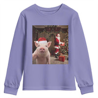 Funny Christmas Pig Selfie With Santa Gift Youth Sweatshirt - Wonder Print Shop