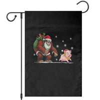 Christmas Cryptid Farm Life Gift Garden Flag Funny Bigfoot Chasing Pig - Wonder Print Shop
