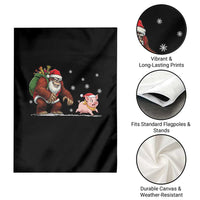 Christmas Cryptid Farm Life Gift Garden Flag Funny Bigfoot Chasing Pig - Wonder Print Shop