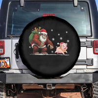 Christmas Cryptid Farm Life Gift Spare Tire Cover Funny Bigfoot Chasing Pig - Wonder Print Shop