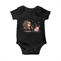 Christmas Cryptid Farm Life Gift Baby Onesie Funny Bigfoot Chasing Pig - Wonder Print Shop