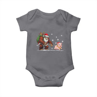 Christmas Cryptid Farm Life Gift Baby Onesie Funny Bigfoot Chasing Pig - Wonder Print Shop