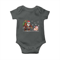 Christmas Cryptid Farm Life Gift Baby Onesie Funny Bigfoot Chasing Pig - Wonder Print Shop