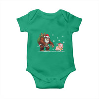Christmas Cryptid Farm Life Gift Baby Onesie Funny Bigfoot Chasing Pig - Wonder Print Shop
