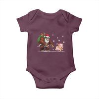 Christmas Cryptid Farm Life Gift Baby Onesie Funny Bigfoot Chasing Pig - Wonder Print Shop
