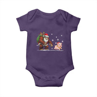 Christmas Cryptid Farm Life Gift Baby Onesie Funny Bigfoot Chasing Pig - Wonder Print Shop