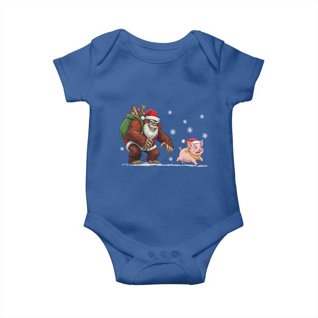 Christmas Cryptid Farm Life Gift Baby Onesie Funny Bigfoot Chasing Pig - Wonder Print Shop