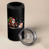 Christmas Cryptid Farm Life Gift 4 in 1 Can Cooler Tumbler Funny Bigfoot Chasing Pig - Wonder Print Shop
