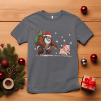 Christmas Cryptid Farm Life Gift T Shirt Funny Bigfoot Chasing Pig - Wonder Print Shop
