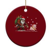 Christmas Cryptid Farm Life Gift Ceramic Ornament Funny Bigfoot Chasing Pig - Wonder Print Shop