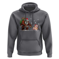 Christmas Cryptid Farm Life Gift Hoodie Funny Bigfoot Chasing Pig - Wonder Print Shop