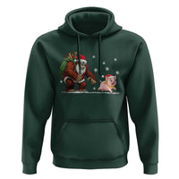 Christmas Cryptid Farm Life Gift Hoodie Funny Bigfoot Chasing Pig - Wonder Print Shop