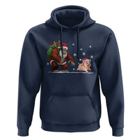 Christmas Cryptid Farm Life Gift Hoodie Funny Bigfoot Chasing Pig - Wonder Print Shop
