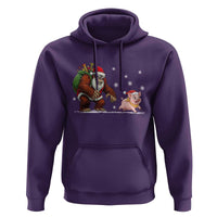 Christmas Cryptid Farm Life Gift Hoodie Funny Bigfoot Chasing Pig - Wonder Print Shop