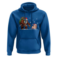 Christmas Cryptid Farm Life Gift Hoodie Funny Bigfoot Chasing Pig - Wonder Print Shop