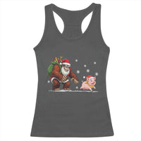 Christmas Cryptid Farm Life Gift Racerback Tank Top Funny Bigfoot Chasing Pig - Wonder Print Shop