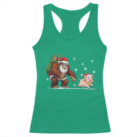 Christmas Cryptid Farm Life Gift Racerback Tank Top Funny Bigfoot Chasing Pig - Wonder Print Shop