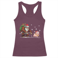 Christmas Cryptid Farm Life Gift Racerback Tank Top Funny Bigfoot Chasing Pig - Wonder Print Shop
