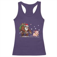 Christmas Cryptid Farm Life Gift Racerback Tank Top Funny Bigfoot Chasing Pig - Wonder Print Shop