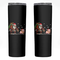 Christmas Cryptid Farm Life Gift Skinny Tumbler Funny Bigfoot Chasing Pig - Wonder Print Shop