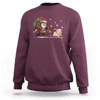 Christmas Cryptid Farm Life Gift Sweatshirt Funny Bigfoot Chasing Pig - Wonder Print Shop