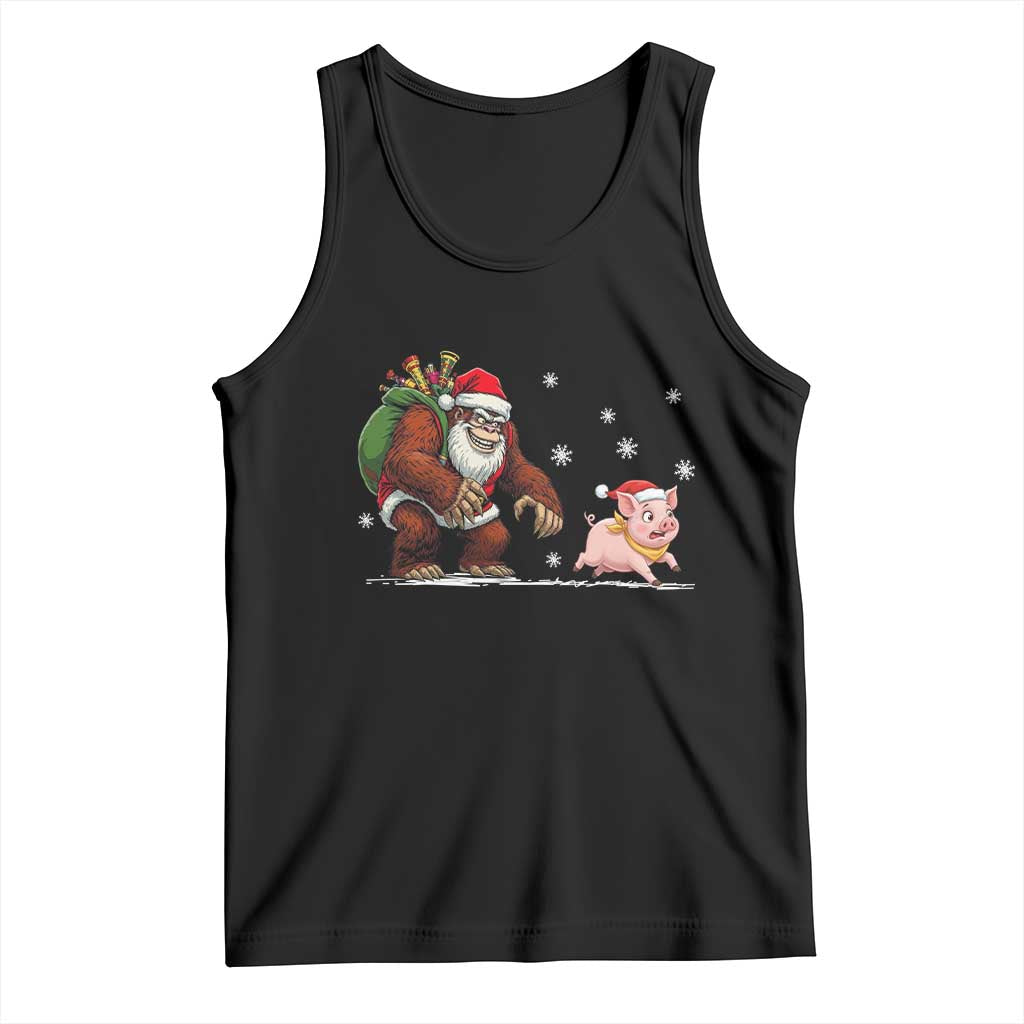 Christmas Cryptid Farm Life Gift Tank Top Funny Bigfoot Chasing Pig - Wonder Print Shop