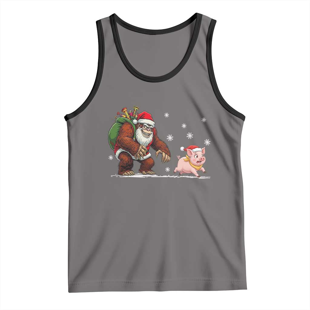 Christmas Cryptid Farm Life Gift Tank Top Funny Bigfoot Chasing Pig - Wonder Print Shop