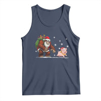 Christmas Cryptid Farm Life Gift Tank Top Funny Bigfoot Chasing Pig - Wonder Print Shop