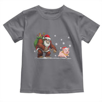 Christmas Cryptid Farm Life Gift Toddler T Shirt Funny Bigfoot Chasing Pig - Wonder Print Shop