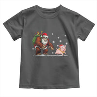 Christmas Cryptid Farm Life Gift Toddler T Shirt Funny Bigfoot Chasing Pig - Wonder Print Shop