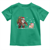Christmas Cryptid Farm Life Gift Toddler T Shirt Funny Bigfoot Chasing Pig - Wonder Print Shop