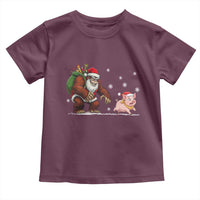 Christmas Cryptid Farm Life Gift Toddler T Shirt Funny Bigfoot Chasing Pig - Wonder Print Shop