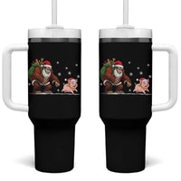 Christmas Cryptid Farm Life Gift Tumbler With Handle Funny Bigfoot Chasing Pig - Wonder Print Shop