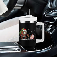 Christmas Cryptid Farm Life Gift Tumbler With Handle Funny Bigfoot Chasing Pig - Wonder Print Shop