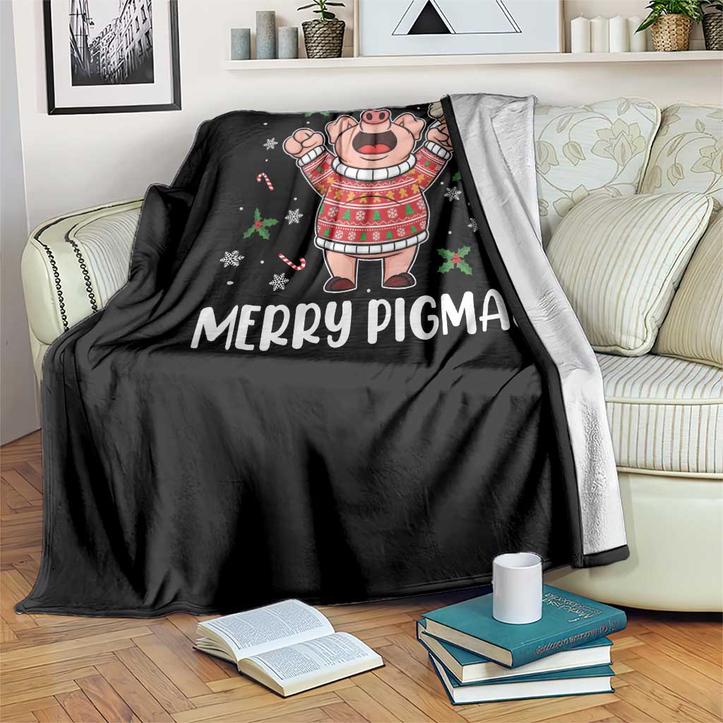 Christmas Pig Drinking Beer Throw Blanket Funny Merry Pigmas Gift - Wonder Print Shop