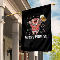 Christmas Pig Drinking Beer Garden Flag Funny Merry Pigmas Gift - Wonder Print Shop