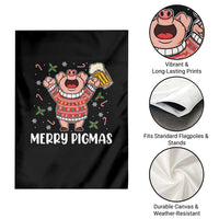 Christmas Pig Drinking Beer Garden Flag Funny Merry Pigmas Gift - Wonder Print Shop