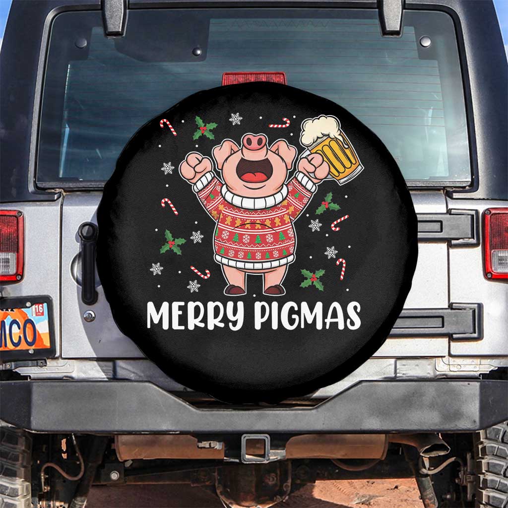 Christmas Pig Drinking Beer Spare Tire Cover Funny Merry Pigmas Gift - Wonder Print Shop