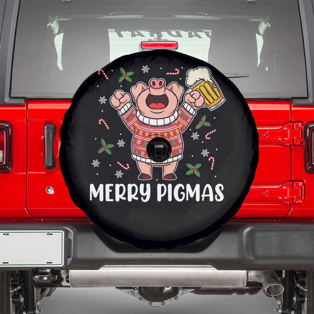 Christmas Pig Drinking Beer Spare Tire Cover Funny Merry Pigmas Gift - Wonder Print Shop