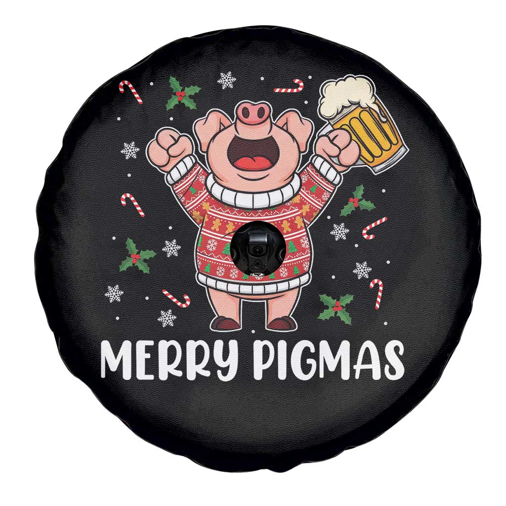 Christmas Pig Drinking Beer Spare Tire Cover Funny Merry Pigmas Gift - Wonder Print Shop