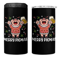 Christmas Pig Drinking Beer 4 in 1 Can Cooler Tumbler Funny Merry Pigmas Gift - Wonder Print Shop