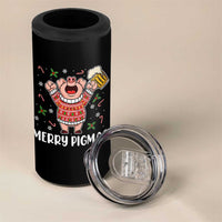 Christmas Pig Drinking Beer 4 in 1 Can Cooler Tumbler Funny Merry Pigmas Gift - Wonder Print Shop