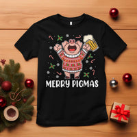 Christmas Pig Drinking Beer T Shirt Funny Merry Pigmas Gift - Wonder Print Shop